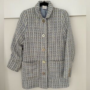 Gretchen Scott Designs Blue and Cream Tweed Blazer
